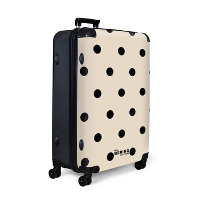 NoBoringSuitcases.com® - Koffer groot - Reiskoffer lichtgewicht - Beige achtergrond met zwarte stippen - Rolkoffer met 4 wielen - Grote trolley XL - 98 liter bagage