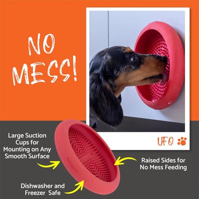 Famanu – Honden likmat ufo - siliconen langzame voerbak met zuignap - ideaal voor nat voer en snacks - stressverlagend en eenvoudig te reinigen - roze