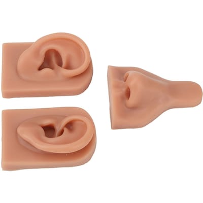 Siliconen Neus Oor Model 3D Simulatie Neus Oor Model Set voor Piercing Oefening Onderwijs Donkere Huid