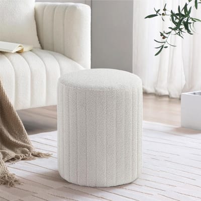 Ronde Ottomaan met Zachte Biedemeer, Multifunctionele Kaptafel Kruk en Voetenbank voor Woonkamer/Slaapkamer