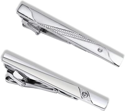 Stijlvolle 2-delige stropdasclip voor mannen - Perfect voor zakelijke bijeenkomsten en bruiloften - 6 cm, zilverlegering, elegante accessoires, modeaccessoires