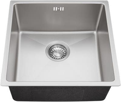 Auralum MAX Spoelbak Keuken Zilver - Enkele Gootsteen RVS Onderbouw - Roestvrij Staal Wasbak - Inclusief Ruimtebesparende Sifon - 44 x 44 x 20 cm