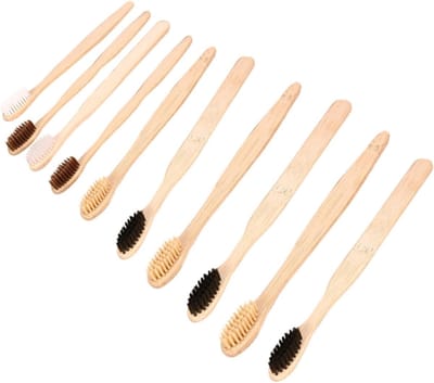 Tandenborstel Set - Reis Tandenborstels - Hygiënisch Werken - Gemaakt van bamboe - 10 stuks - Natuurlijk