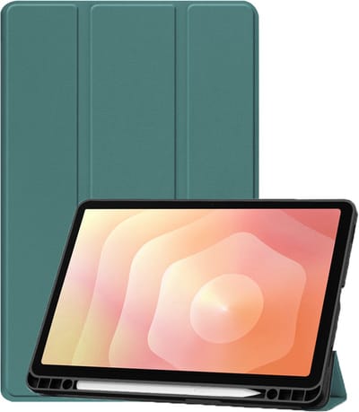 Hoesje - Geschikt voor Samsung Galaxy Tab S11 - Dun & Stevig - Trifold Bookcase - Hard Cover Case - Met Uitsparing Geschikt voor S Pen - Hardcover Book - Tablet Hoes - Donkergroen