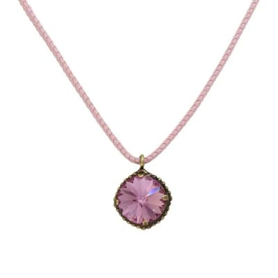 Roze sieradenketting metaal met Crystal(321 26N 03633 )