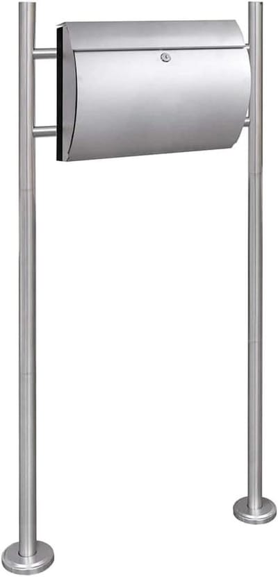 Brievenbus met Standaard - Postbus Buiten - Thuispost Ontvangen - Inclusief Krantenhouder - 375 x 13 x 31 cm - Zilver