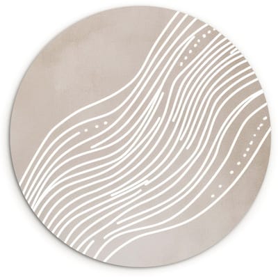 WallCircle® Wandcirkel 120x120 cm - Muurcirkel Golvende lijnen - Vloeiend - Zandkleurig - Muurdecoratie woonkamer - Wanddecoratie slaapkamer - Kamer decoratie accessoires - Ronde schilderijen XXL