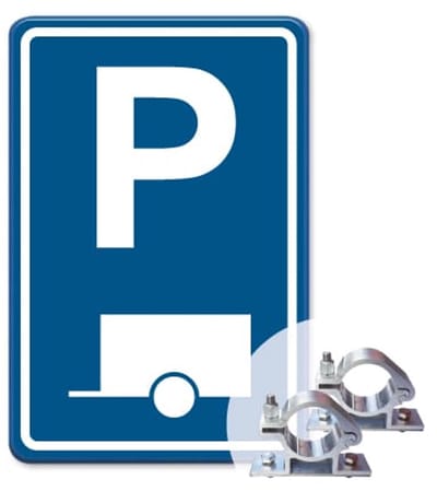 Parkeerbord Aanhanger - blauw - Weerbestendig Aluminium - 40x60 cm - Bevestiging: Met paalbeugels Ø48mm