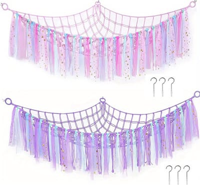Nivard Knuffel Net - Hangmat - Speelgoed - Opbergsysteem - Hangmat Voor Knuffels - Organizer - Roze en Paars