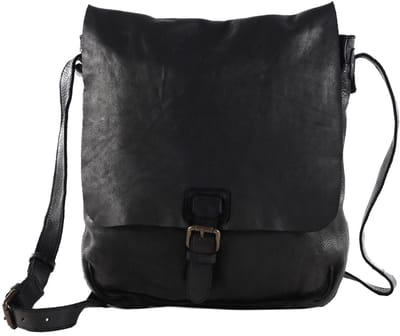 HAROLD'S Leren Schoudertas Submarine Messengerbag Upend Black Zwart