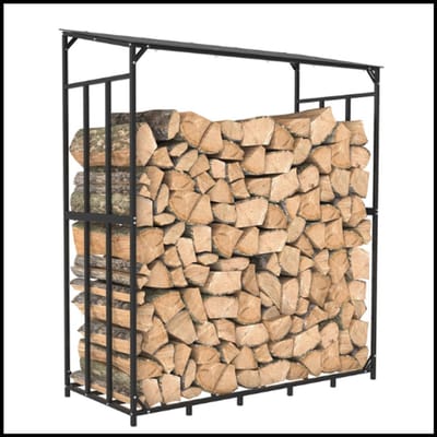 Extra Groot Open Brandhoutrek Voor Buiten - Heavy Duty Stalen Opslagrek - Sterk Vierkant Standrek - Weerbestendig Brandhout Houder voor Open Haard, Tuin en Vuurplaats - tot 300 kg Brandhout - Zwart Met Poedercoating - Eenvoudig Te Monteren