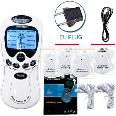 Puls TENS Acupunctuur Elektrische Massage 8 Modi Digitale Therapie Machine 4 Pads Spierstimulator Volledige Lichaamsontspanning white