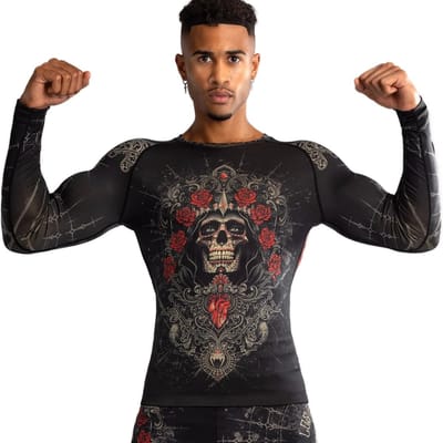 Venum Santa Muerte 5.0 L/S Rashguard Diepzwart Goud - S