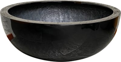 bloempot plantenschaal fiberstone rond 50 cm hoogglans zwart voor binnen en buiten