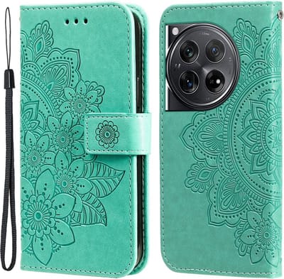 Coverup Hoesje - Geschikt voor OnePlus 12 Hoesje - Coverup Mandala Bloemen Book Case - Groen