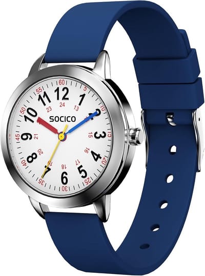 Kinderhorloge Analoog - Leertijd Horloge - Tijd Leren - Waterdicht 3 ATM - 25.5 x 5.8 cm - Blauw