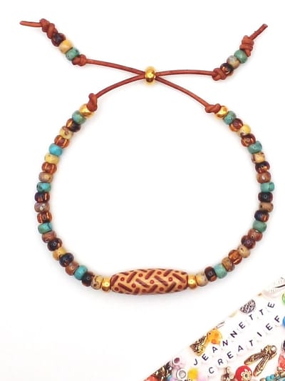 Jeannette-Creatief® - Beach - Ibiza Armband - Ibiza Chic - Ibiza Sieraden - Leren Armband - Dames Armband - Miyuki Picasso - Kralen armbandPicasso