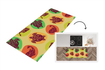 Keukenloper - Loper keuken - Schildpad - Vissen - Maori - Patroon - 120x50 cm - Keukenloper vinyl