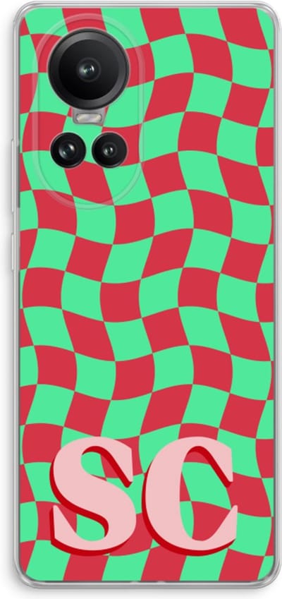 Gepersonaliseerd - Case Company® - Hoesje geschikt voor Oppo Reno 10 Pro hoesje - Grid Monogram - Soft Cover Telefoonhoesje - Bescherming aan alle Kanten en Schermrand