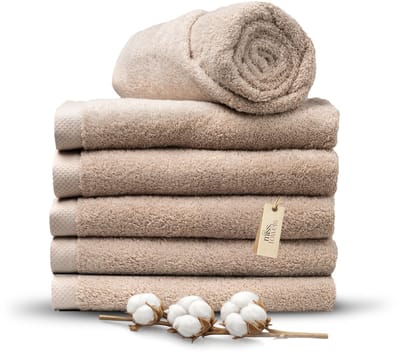 Miss Towels 70x140 Handdoeken Set 6 st. - 5 sterren Hotelkwaliteit - Badtextiel - Luxe Badhanddoeken - Zachte Badlakens - CamelBruin - Made in Portugal