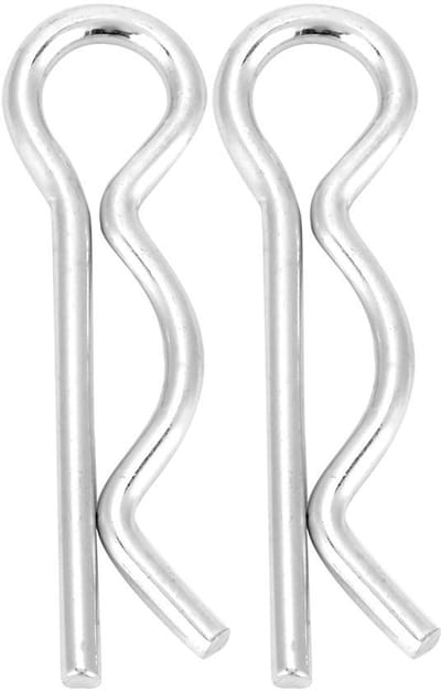 Pin, R Clip, R Cotter met bevestigingsclip Helder verzinkt, borgspeld, R splitpen, splitpen voor tractoren Landbouwmachines Trucks Campers gazon, 4 maten 1.6/1.8/2/2.5mm (2 x 40 mm (20 stuks)