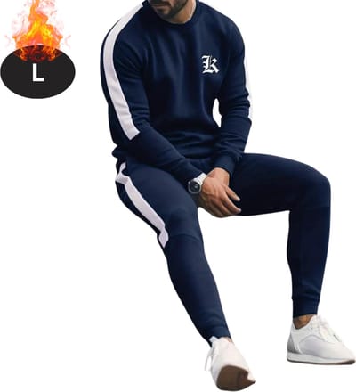 Nivard Joggingpak - Huispak - Volwassenen - Trainingspak - Comfortabel - Joggingsbroek - Tracksuit - Heren - Casual - Marineblauw - L