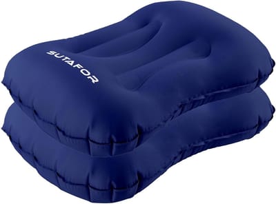 Thijox - Opblaasbaar Campingkussen Ergonomisch Design, Ultraleicht en Comfortabel, 73g, Ideaal voor Strand, Wandelen, Trekking, 2 Stuks, Blauw