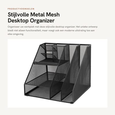Dailygoods- Desktoporganisator Stijlvol Ontwerp - Multifunctionele Kantoorbenodigdheden - Bestandsorganisator - Penhouder - Voor Kantoor/Thuis/School - Creëert Productieve Sfeer - Kantoororganisator