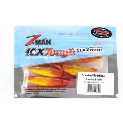 Zman Soft Lure Geurende PaddlerZ 5 Inch 5/Pack Bloedende Banaan (5704)