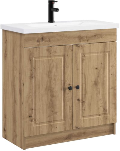 vidaXL - Badkamermeubel - Set - Artisanaal - eiken - 56 - x - 37,5 - x - 81 - cm