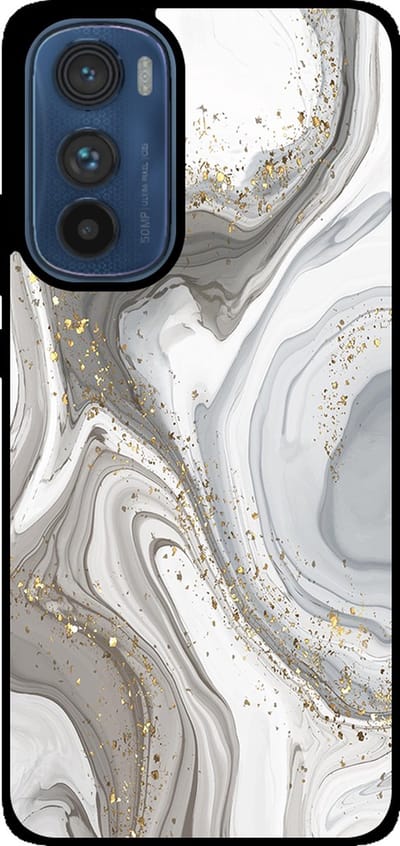 Smartphonica Telefoonhoesje Geschikt voor Motorola Edge 30 met marmer opdruk - TPU backcover case marble design - Zilver geschikt voor Motorola Edge 30