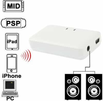 Mini Bluetooth muziekontvanger voor iPhone 4 & 4S / 3GS / 3G / iPad 3 / iPad 2 / Andere Bluetooth-telefoons & pc, Afmetingen: 60 x 36 x 15 mm (wit)