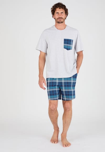 Damart - Shortama breisel jersey zuiver katoen - Heren - Grijs - S