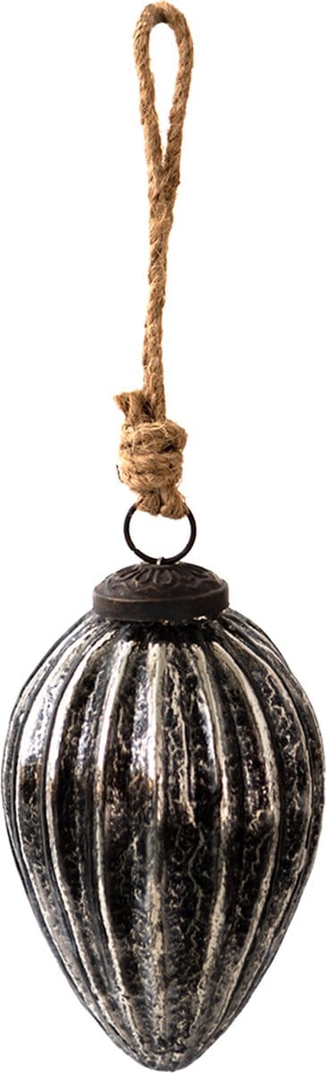 Clayre & Eef Kerstbal Overig Ø 7 cm Zwart Zilverkleurig Glas Kerstballen