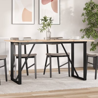 vidaXL - Eettafel - O-frame - 160x80x75 - cm - massief - grenenhout - en - staal