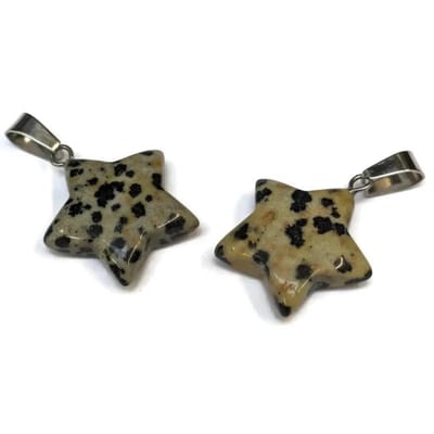 Aramat Jewels | Hangers | Natuursteen Ster Hanger met Dalmatiër Jaspis | | | |20mm | Staal | Volwassenen | Verkleurd niet
