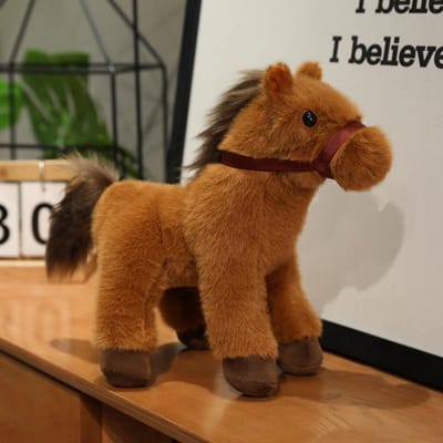23cm Schattig Paard Pluche Speelgoed Zacht Knuffeldier Cartoon Pony Pop voor Kinderen Verjaardagsfeestjes Bedankjes Huisdecoratie Cadeau 23cm bruin