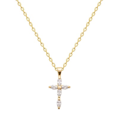 Montebello Ketting Larbi Gold - 925 Zilver Verguld - Kruis - 23x12mm - 45cm