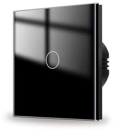 Aanraaklichtschakelaar met Zwart Glas Paneel en LED Indicator – 240V, 500W, 86 mm