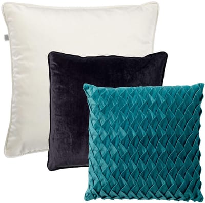 Dutch Decor - KUSSENSET - 3-delig - Ferdy - 60x60 cm, 45x45 cm - inclusief binnenkussens - wit, zwart, petrol - Met Ritssluiting – Decoratie Kussens - Comfortabele kussentjes voor op de Bank
