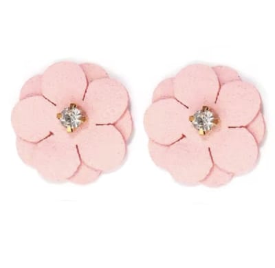 Clip oorbellen -Roze -textiel strass- geen gaatje- Charme Bijoux