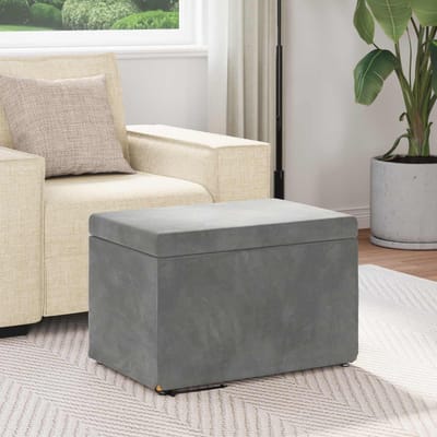 vidaXL - Kruk - Donkergrijs - 61 - x - 41 - x - 40 - cm - Velvet - en - Geengineerd - Hout
