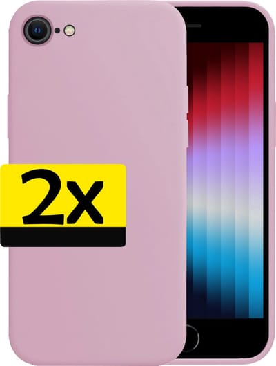 Hoesje - 2 Stuks - Geschikt voor Apple iPhone SE (2022) - Sterk & Shockproof - Case Siliconen - Back Cover - Telefoon Hoes - Telefoonhoesjes - Lila