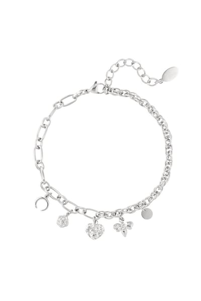Armband verschillende schakels met bedels - Cadeau - Stainless steel - Accessoires - Zilver - Armband