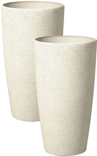 ABDERA - Bloempot set van 2 - Lichtbeige - Klein - Stenenmix