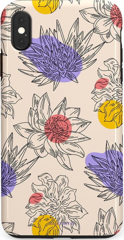 Casetastic Hoesje Geschikt voor Apple iPhone Xs Max - Stijlvolle Beschermende Duo-layer Case - Bloemenschets