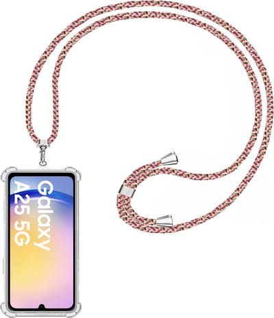 Telefoonkoord + Hoesje Geschikt voor Samsung Galaxy A25 - Lengte Verstelbaar - Telefoonketting - Shock Proof Case - Meerkleurig