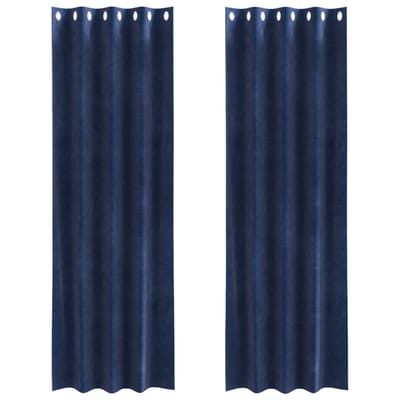 vidaXL - Blackout - Gordijnen - met - Oogjes - 2 - stuks - Donkerblauw - Fluweel