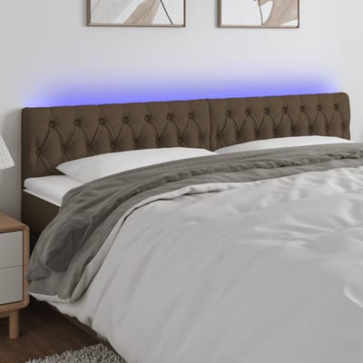 vidaXL - Hoofdbord - LED - 180x7x78/88 - cm - stof - donkerbruin