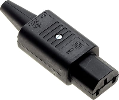 IEC C13 Connector - Voedingsconnector Vrouwelijk - Netsnoer Reparatie - Hersluitbaar Zonder Solderen - 15A 250V - Zwart